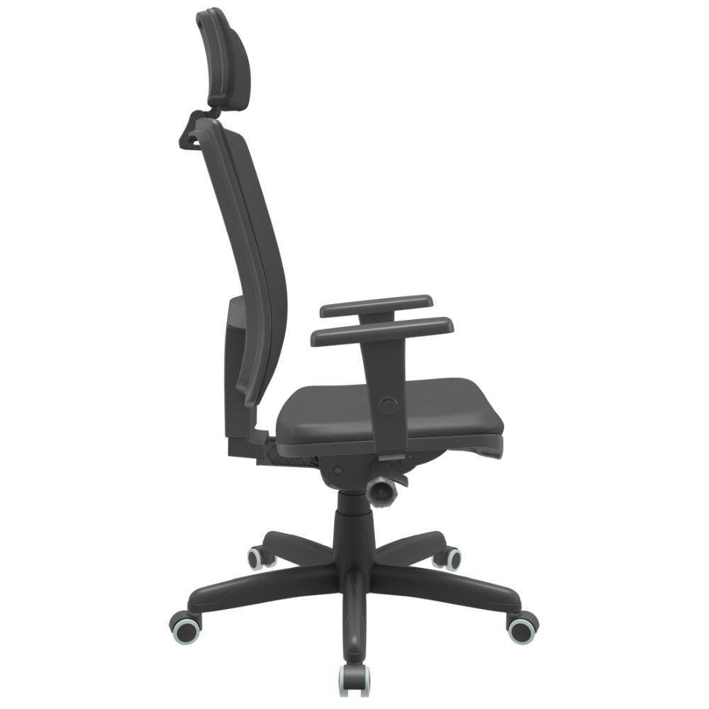 Cadeira Office Plaxmetal Presidente Brizza, até 120kg, Autocompensador Nr17 Slider, Braço 3D, Couro Ecológico, Apoio Cabeça, Preta Cadeira Office Plaxmetal Presidente Brizza, até 120kg, Autocompensador Nr17 Slider, Braço 3D, Couro Ecológico, Apoio Cabeça, Preta