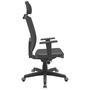 Cadeira Office Plaxmetal Presidente Brizza,  até 120kg, Autocompensador Nr17 Slider, Braço 3D, Couro Ecológico, Apoio Cabeça, Preta