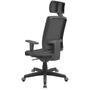 Cadeira Office Plaxmetal Presidente Brizza,  até 120kg, Autocompensador Nr17 Slider, Braço 3D, Couro Ecológico, Apoio Cabeça, Preta