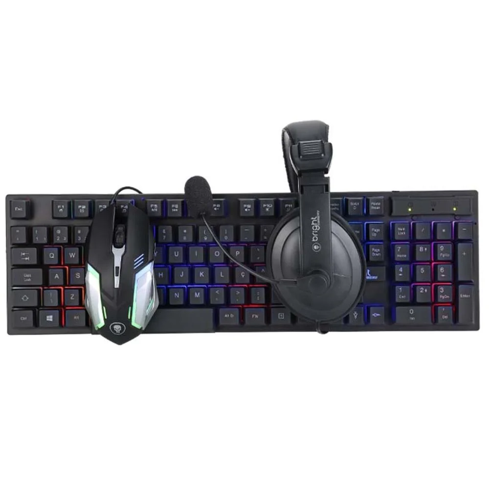 Kit Gamer Bright Mouse Teclado Headset KaBuM