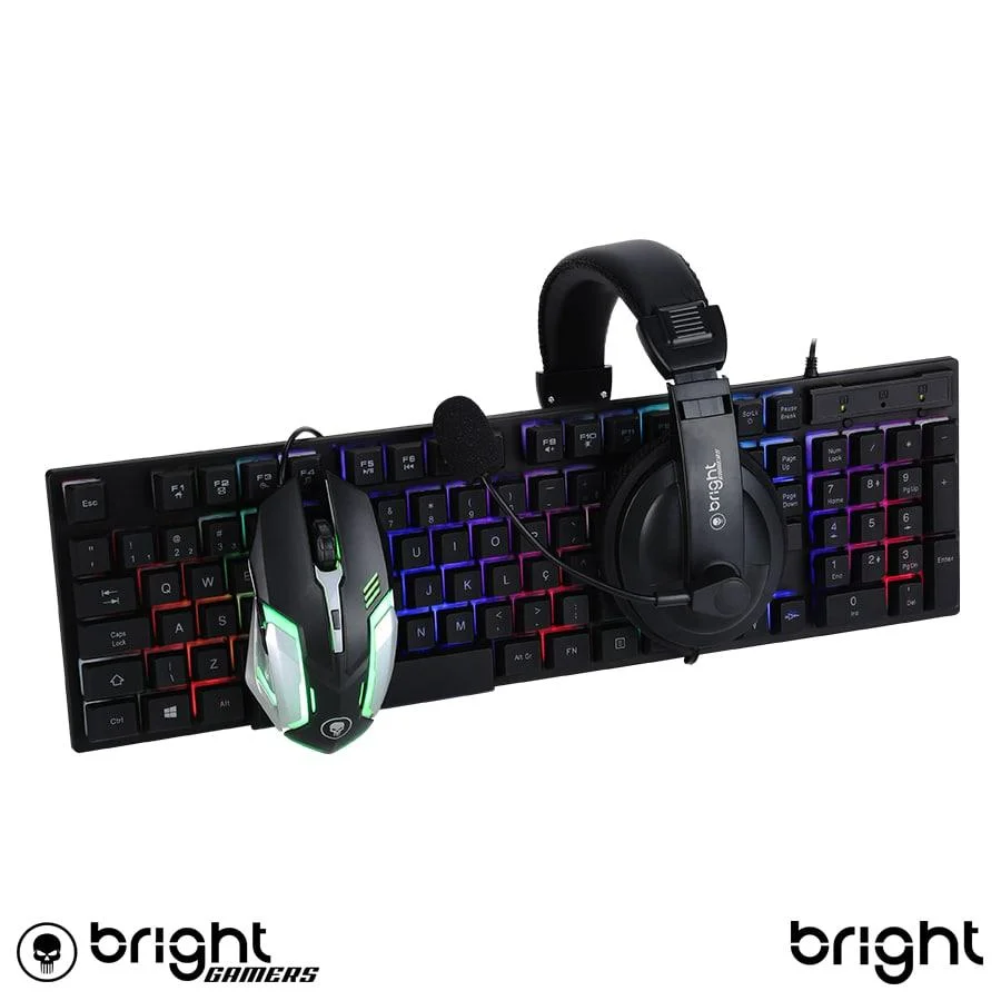 Kit Gamer Bright Mouse Teclado Headset KaBuM