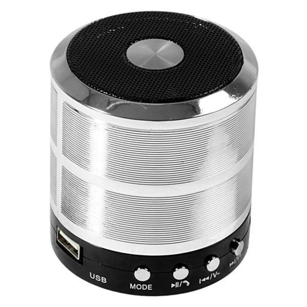 Mini Caixa De Som Speaker Com Bluetooth Usb Ws-887 Prata Mini Caixa De Som Speaker Com Bluetooth Usb Ws-887 Prata