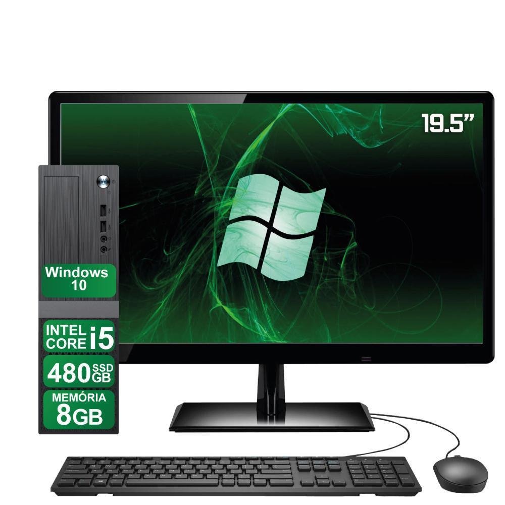Computador 3green Elitepc Slim, Intel Core I5, 8GB, SSD, 480GB, Windows 10, Monitor 19 Polegadas HDMI, Preto Computador 3green Elitepc Slim, Intel Core I5, 8GB, SSD, 480GB, Windows 10, Monitor 19 Polegadas HDMI, Preto