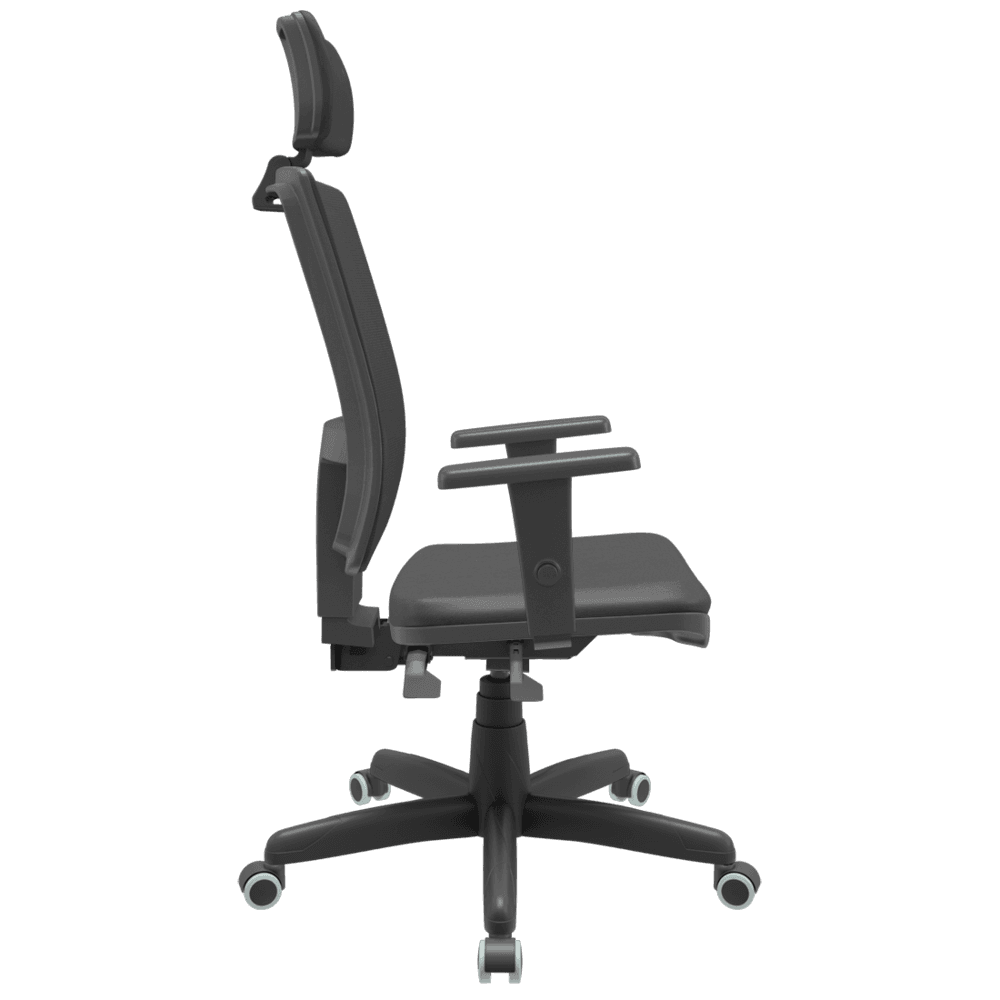 Cadeira Presidente Plaxmetal Backsystem, Preta, Com Braço 3D, Cilindro de gás