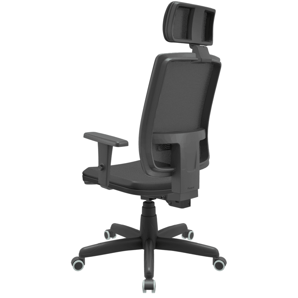 Cadeira Presidente Plaxmetal Backsystem, Preta, Com Braço 3D, Cilindro de gás