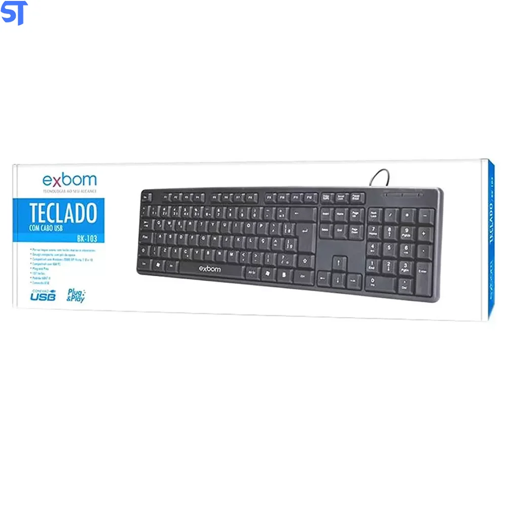 Teclado Homeoffice/escritório Usb Abnt2 Standard Exbom Bk103 Teclado Homeoffice/escritório Usb Abnt2 Standard Exbom Bk103