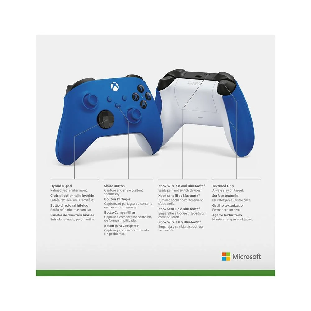 Controle Sem Fio Xbox Series S, X, One E Pc Azul Shock Blue - Qau-00065 Controle Sem Fio Xbox Series S, X, One E Pc Azul Shock Blue - Qau-00065