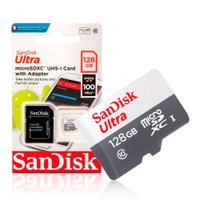 Cartão De Memória SanDisk, 128GB, MicroSD Classe 10, 100MB/s Ultra - Sdsqunr-128g-Gn3ma