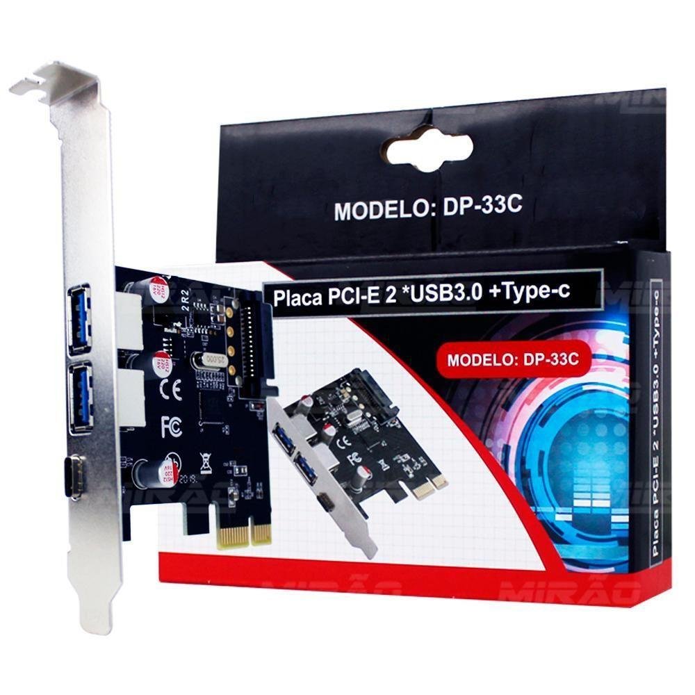 Placa Pci-e Dex 2 Porta Usb3.0 +1prt Type-c Usb-c 3.1 Dp33c