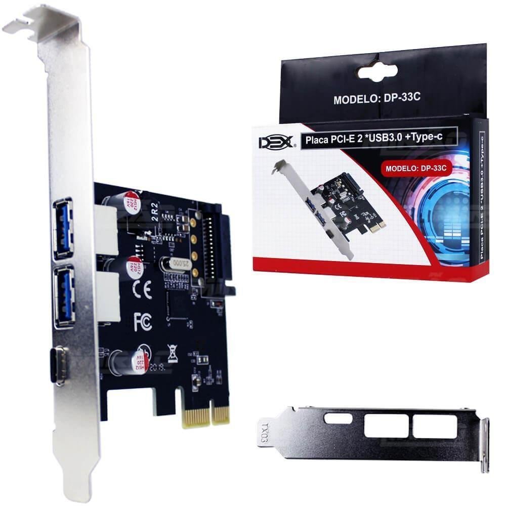 Placa Pci-e Dex 2 Porta Usb3.0 +1prt Type-c Usb-c 3.1 Dp33c