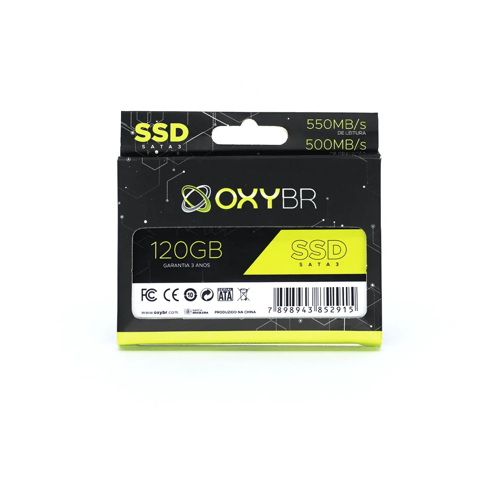 SSD 120GB Oxybr, Sata 3, Leitura 550Mb/s E Gravação 450Mb/s SSD 120GB Oxybr, Sata 3, Leitura 550Mb/s E Gravação 450Mb/s