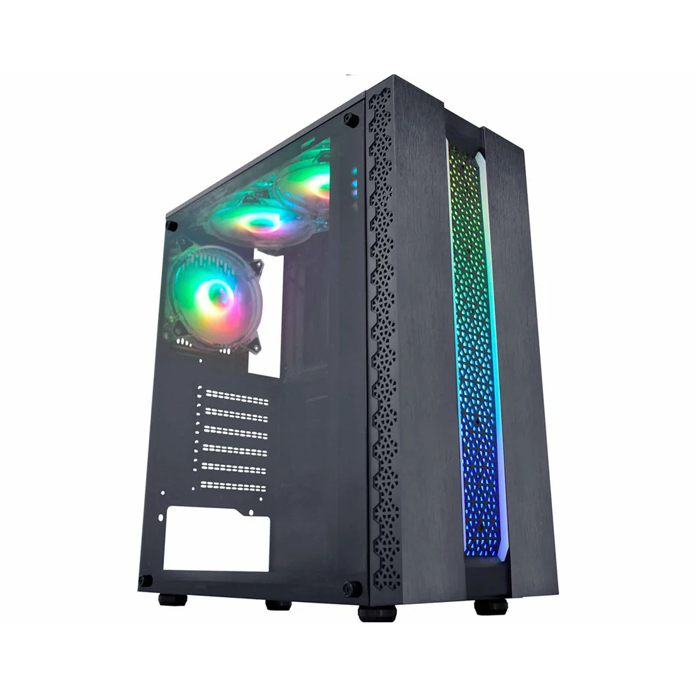 Gabinete Gamer K-mex Kratos Cg-42tp, Painel Fita LED RGB, USB 2.0, Preto - Cg42tprh001cb0x Gabinete Gamer K-mex Kratos Cg-42tp, Painel Fita LED RGB, USB 2.0, Preto - Cg42tprh001cb0x
