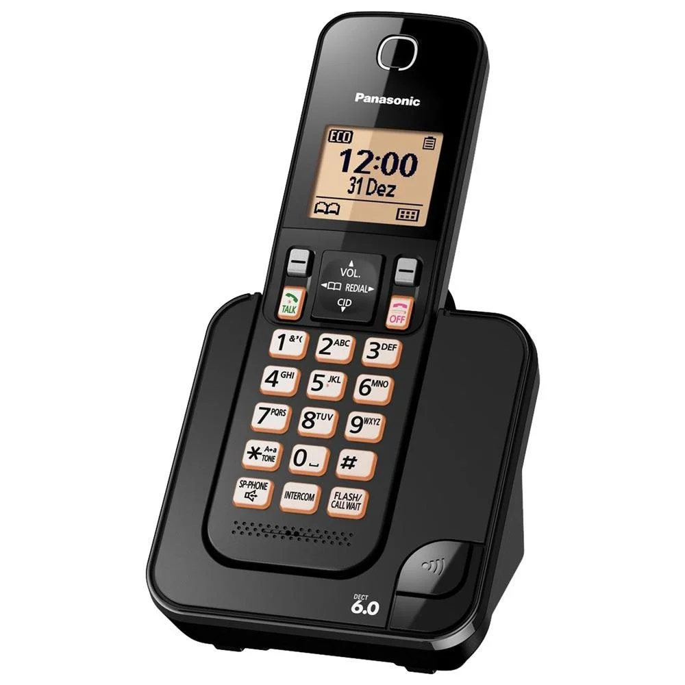 Telefone Sem Fio Panasonic, Display De 1,6'', Viva-voz, Identificador De Chamadas, Preto - Kx-tgc350lbb Telefone Sem Fio Panasonic, Display De 1,6'', Viva-voz, Identificador De Chamadas, Preto - Kx-tgc350lbb