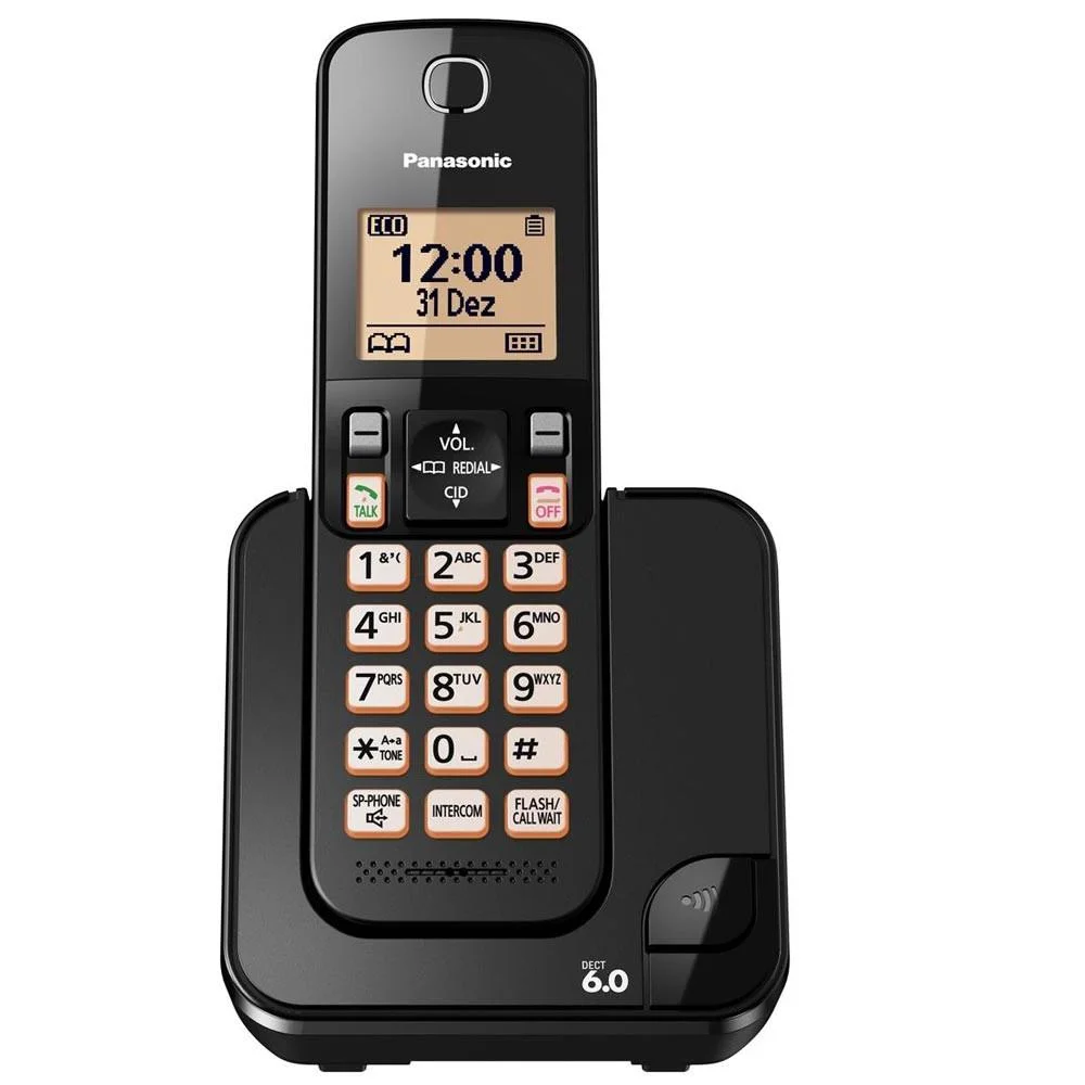 Telefone Sem Fio Panasonic, Display De 1,6'', Viva-voz, Identificador De Chamadas, Preto - Kx-tgc350lbb Telefone Sem Fio Panasonic, Display De 1,6'', Viva-voz, Identificador De Chamadas, Preto - Kx-tgc350lbb
