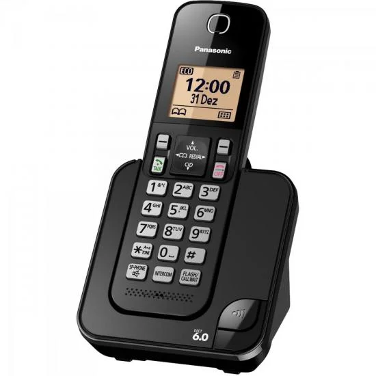 Telefone Sem Fio Panasonic, Display De 1,6'', Viva-voz, Identificador De Chamadas, Preto - Kx-tgc350lbb Telefone Sem Fio Panasonic, Display De 1,6'', Viva-voz, Identificador De Chamadas, Preto - Kx-tgc350lbb
