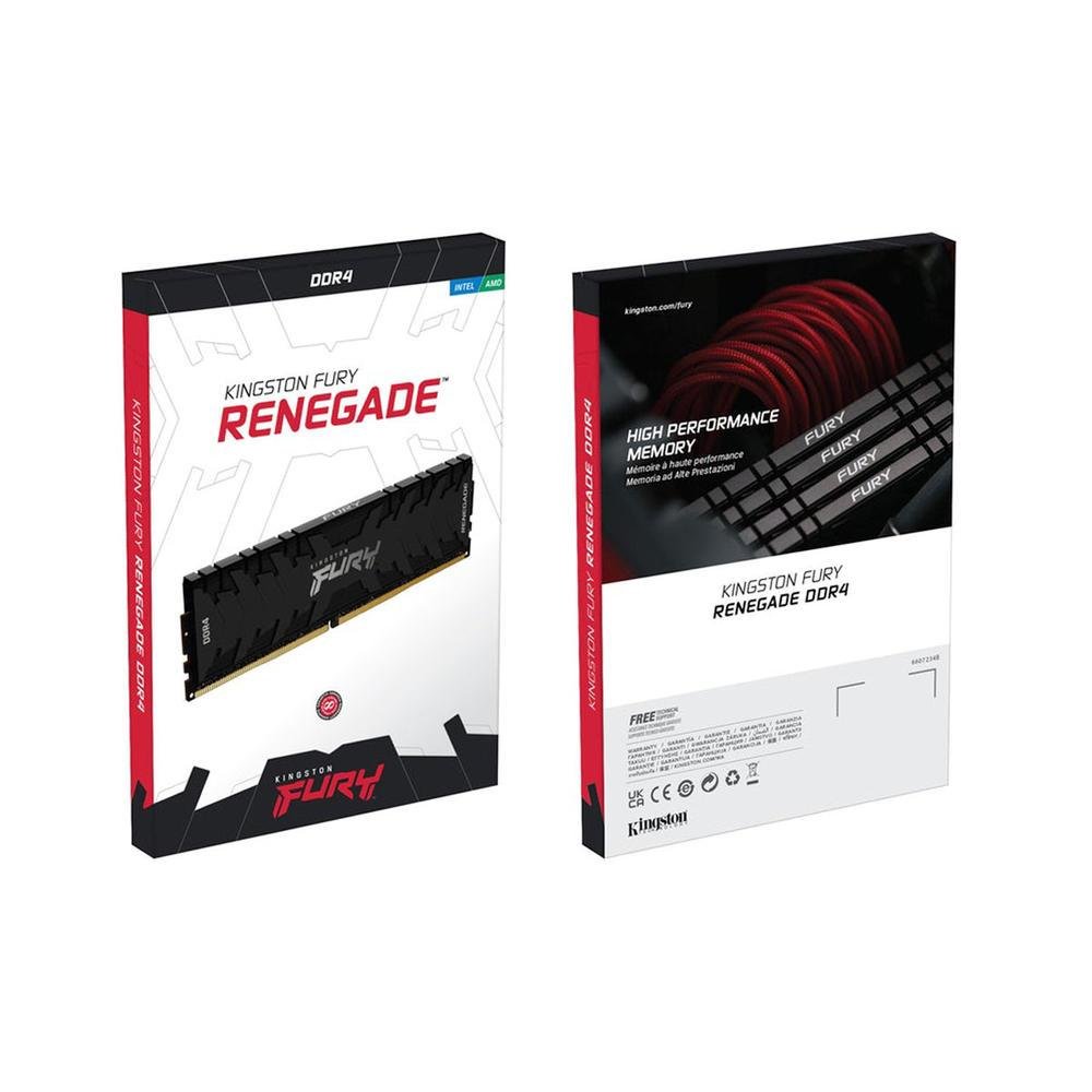 Memória Kingston Gamer Fury Renegade Black, 8GB, 3600MHz, DDR4, CL16 - KF436C16RB/8