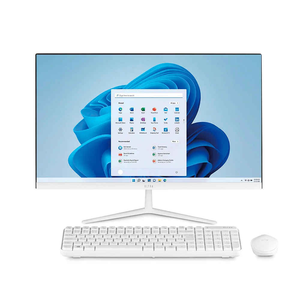 "Computador All In One Ultra UB830, 23.8"" Full HD, Intel Celeron N4020 Dual-Core (até 2.80GHz), 4GB RAM, SSD 120GB, Windows 11 Home, Branco"