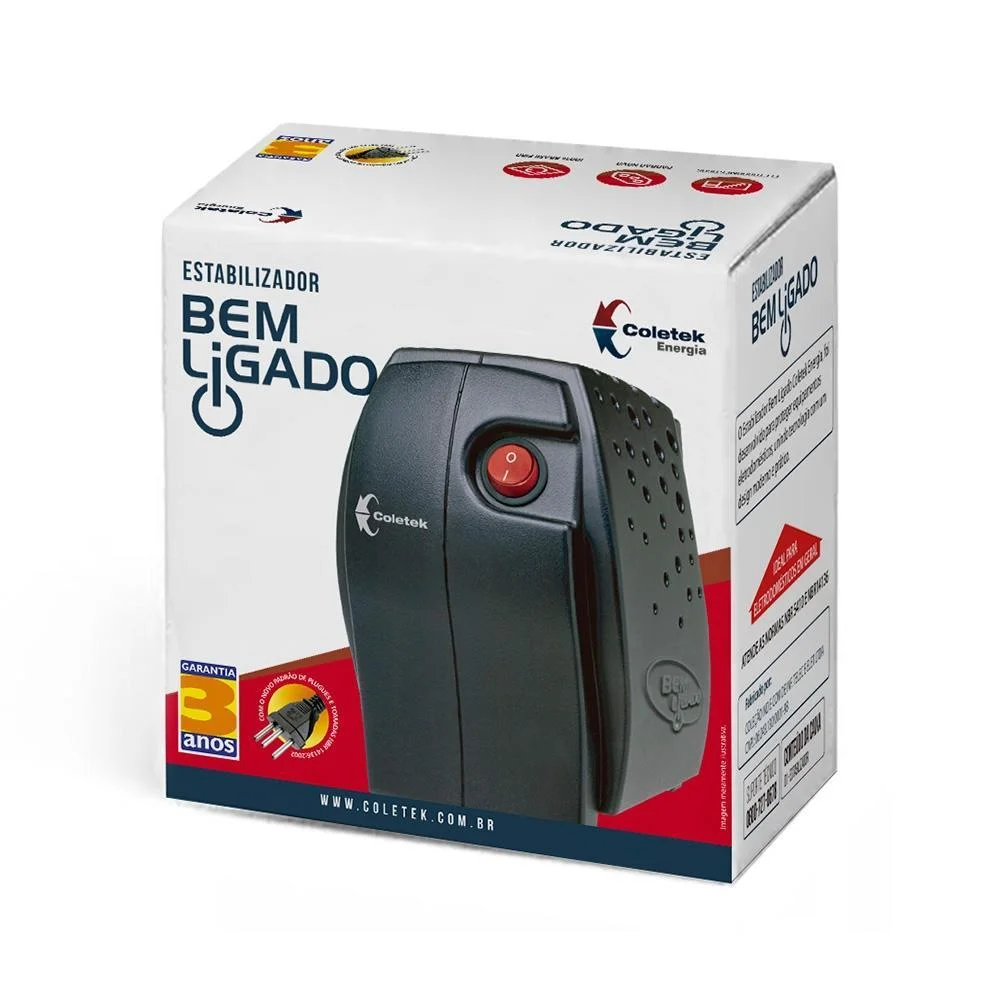 Estabilizador 300va Coletek Bem Ligado - Bivolt Manual - 115v - Es-300va-bm