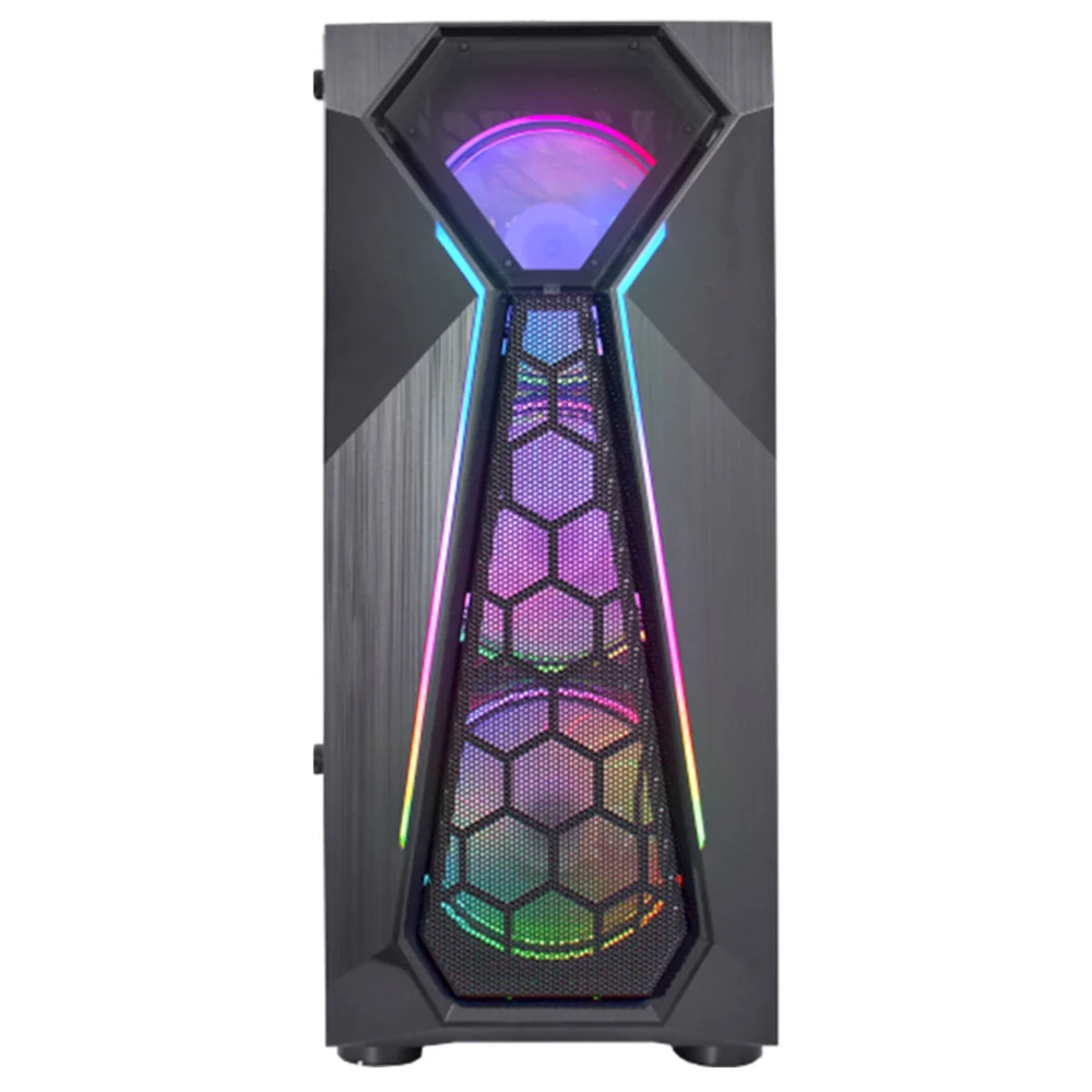 Gabinete K-Mex Warlock, Mid-Tower, RGB, Lateral Em Vidro Temperado, C/ Fita De LED - CGA1D4RH0010B0X