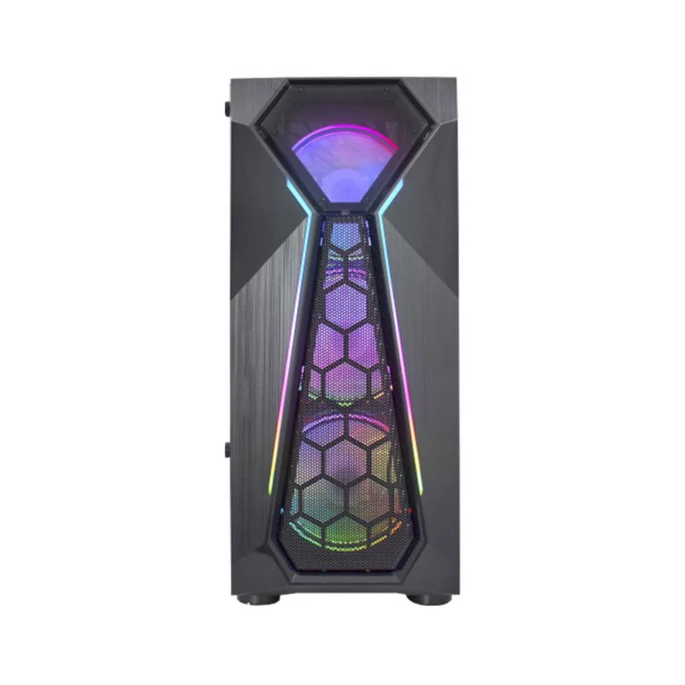 Gabinete K-Mex Warlock, Mid-Tower, RGB, Lateral Em Vidro Temperado, C/ Fita De LED - CGA1D4RH0010B0X