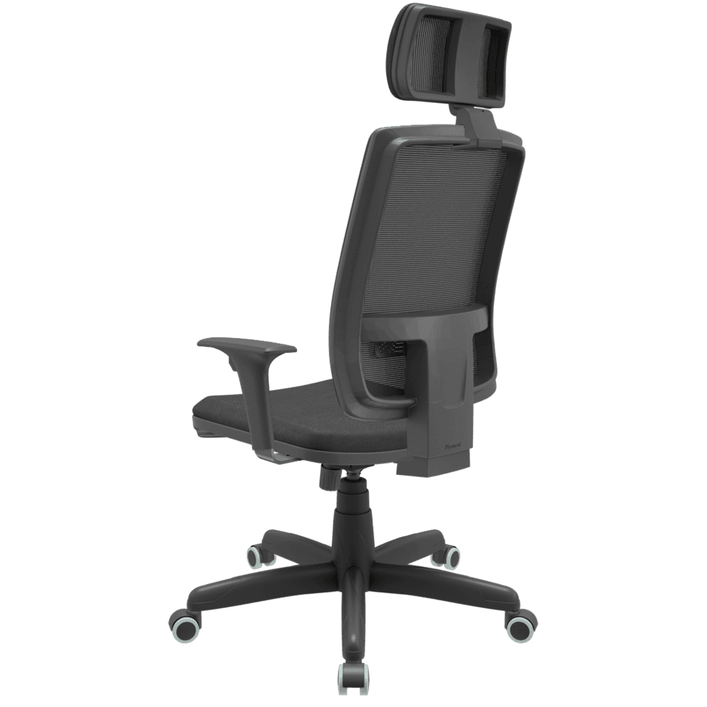 Cadeira Office Plaxmetal Presidente Brizza NR17, até 110 kg, Mecanismo Relax, Assento Poliéster, Apoio De Cabeça, Preta - Plaxmetal Cadeira Office Plaxmetal Presidente Brizza NR17, até 110 kg, Mecanismo Relax, Assento Poliéster, Apoio De Cabeça, Preta - Plaxmetal