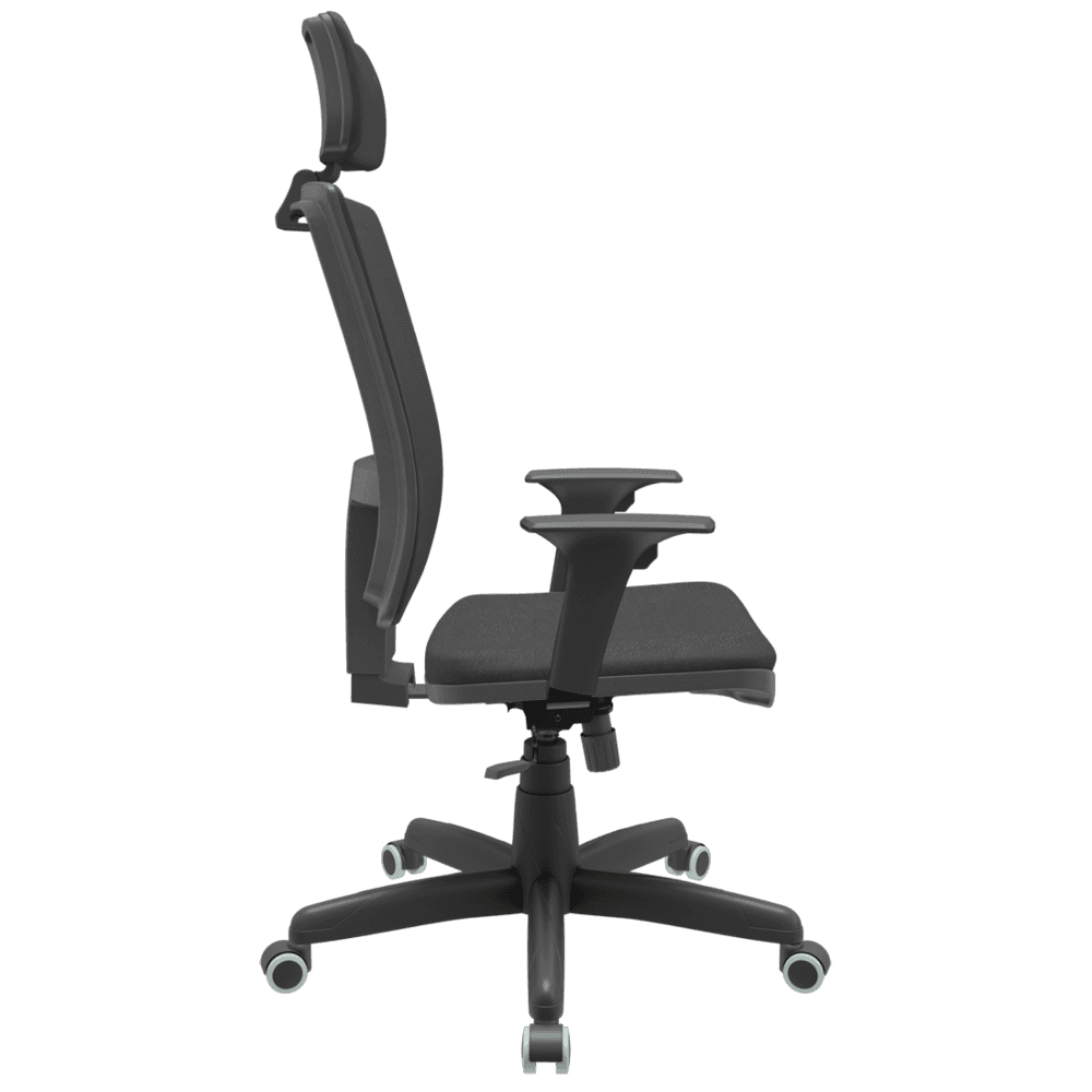 Cadeira Office Plaxmetal Presidente Brizza NR17, até 110 kg, Mecanismo Relax, Assento Poliéster, Apoio De Cabeça, Preta - Plaxmetal Cadeira Office Plaxmetal Presidente Brizza NR17, até 110 kg, Mecanismo Relax, Assento Poliéster, Apoio De Cabeça, Preta - Plaxmetal