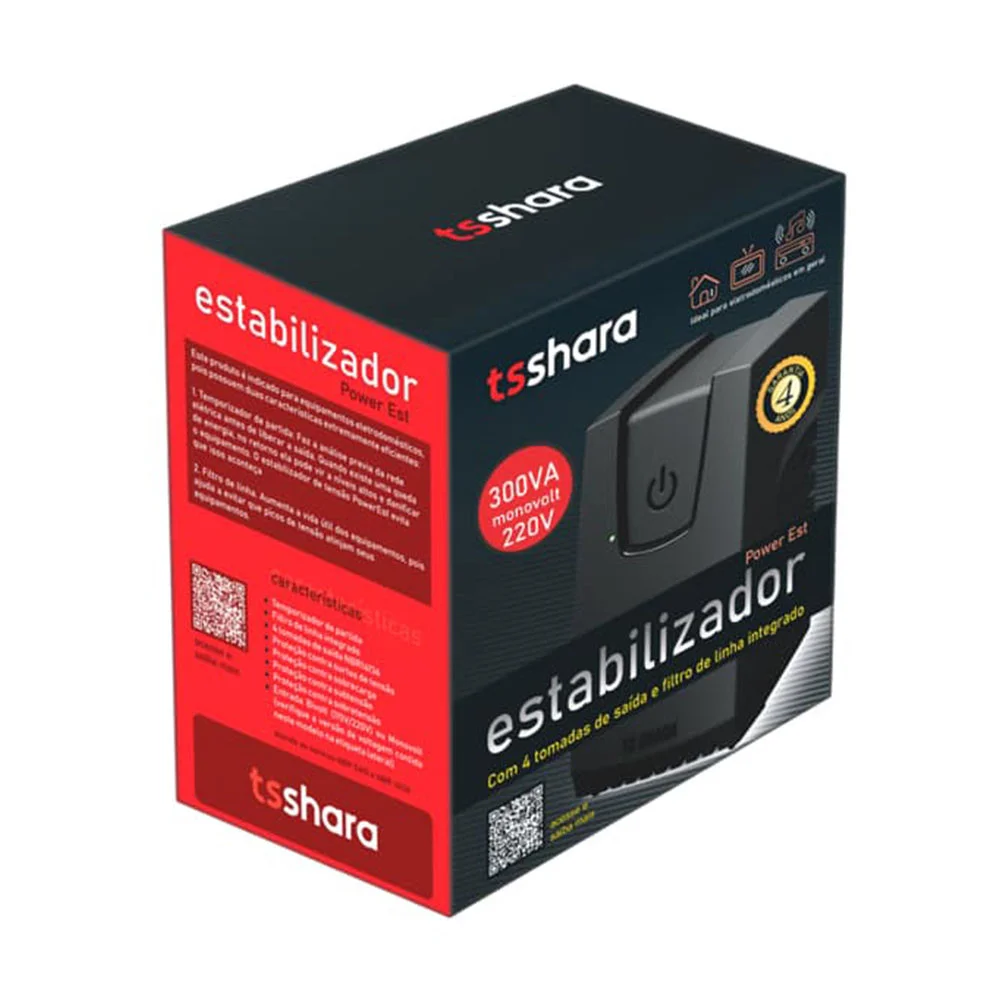 Estabilizador Ts Shara Powerest Monovolt 300va 220v - 9119
