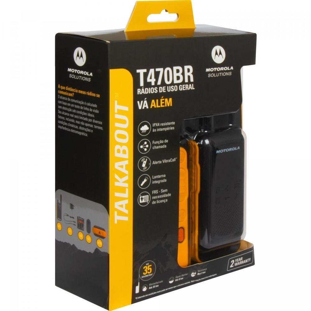 Kit 3 Pares Rádio Comunicador Talkabout 35km T470br Motorola Cor:preto E Amarelo.