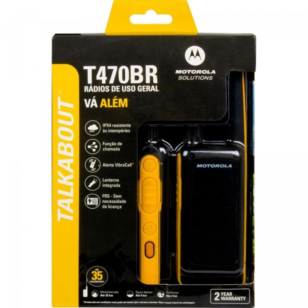 Kit 3 Pares Rádio Comunicador Talkabout 35km T470br Motorola Cor:preto E Amarelo.