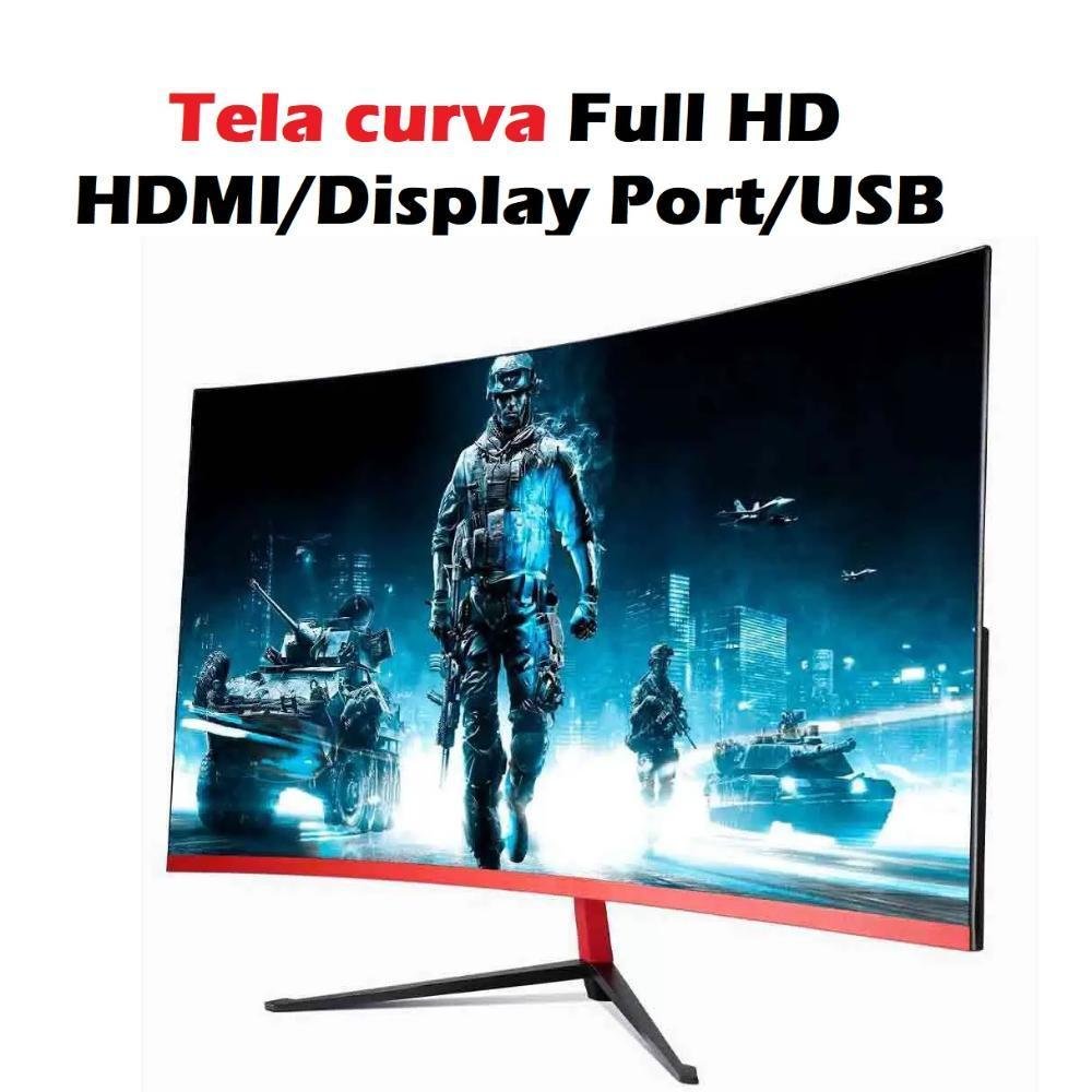 Monitor Gamer HQ 27 Polegadas, FULL HD 144HZ A 240HZ 1MS HDMI Display Port, Curvo LED, Alto Falantes Iluminação RGB - Battle 27h240g