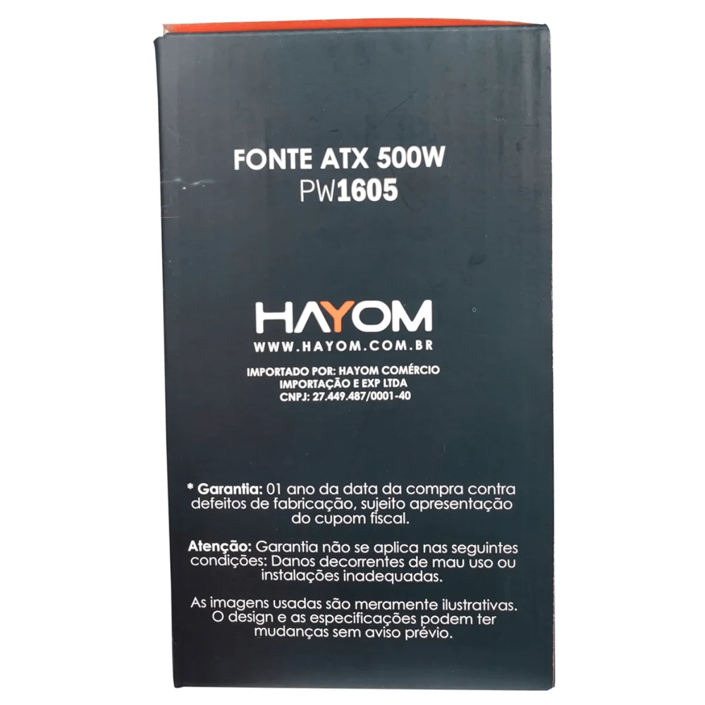 Fonte Hayom, 500w, 80 Plus, ATX, 110/220v - w-pw1605
