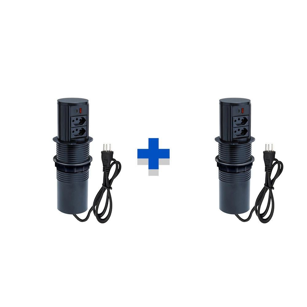 Kit Torres De Tomadas Connect Caixa Tomada Automático 2 Tomadas 10a 2 Usb 9.0a