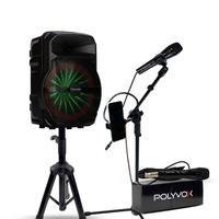 Kit Show Polyvox, Caixa De Som, 10 Polegadas + Tripés + Mic Com Fio