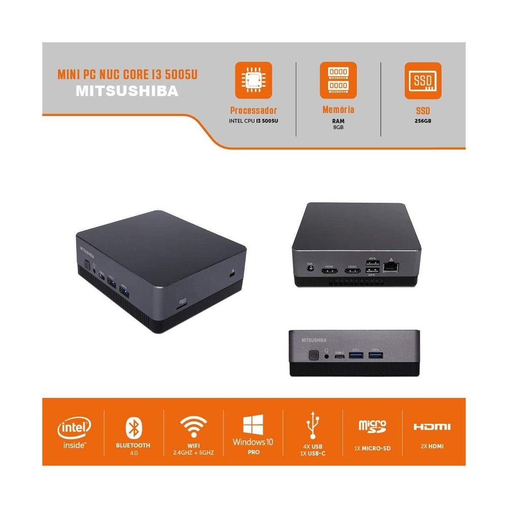 Mini Pc Mitsushiba Core I3 5005u, 8GB, SSD 128GB, Windows 10 Pro em Campinas - foto 4
