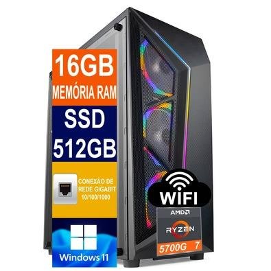 PC AMD Ryzen 7 16GB DDR4 SSD 512GB M2 KaBuM