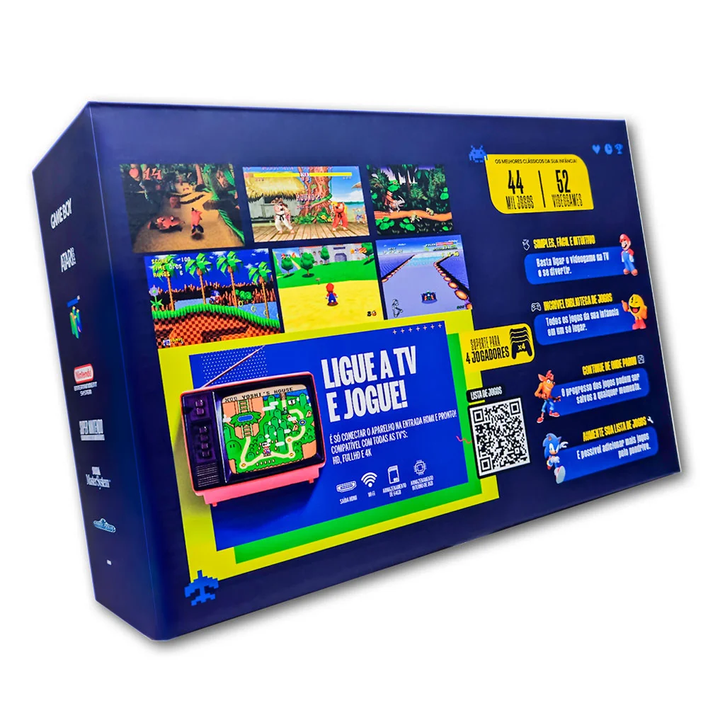 Vídeo Game Retrô Infanto 4, Com 44 Mil Jogos Antigos + 2 Controles Com Fio Vídeo Game Retrô Infanto 4, Com 44 Mil Jogos Antigos + 2 Controles Com Fio