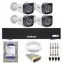 Kit 4 Câmeras Tudo Forte Tf 2020 B Full Hd 1080p Bullet Com Visão Noturna 20m Proteção Ip66 + Dvr Gravador Intelbras Mhdx 3004-c 4 Canais + Hd 500gb