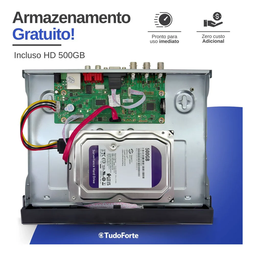 Kit 4 Câmeras Intelbras Tf 1220b, Full Hd 1080p, Visão Noturna 20m, Proteção Ip66 + Dvr Gravador Intelbras Mhdx 3004-c, 4 Canais + Hd 500gb