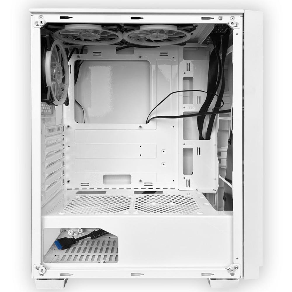 Gabinete Gamer White Neon, Mid Tower, Vidro Temperado, RGB, C/ 3 Fans