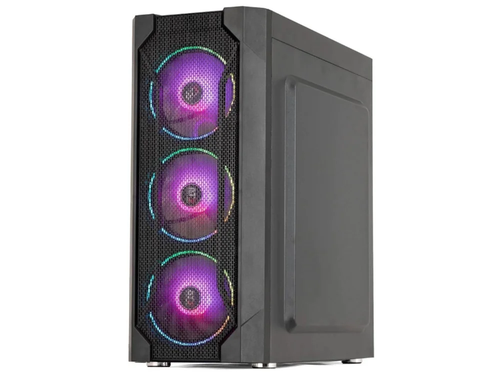 Gabinete Gamer Titan, Preto, Mid Tower, Vidro Temperado, RGB, Com 3 Fans Gabinete Gamer Titan, Preto, Mid Tower, Vidro Temperado, RGB, Com 3 Fans