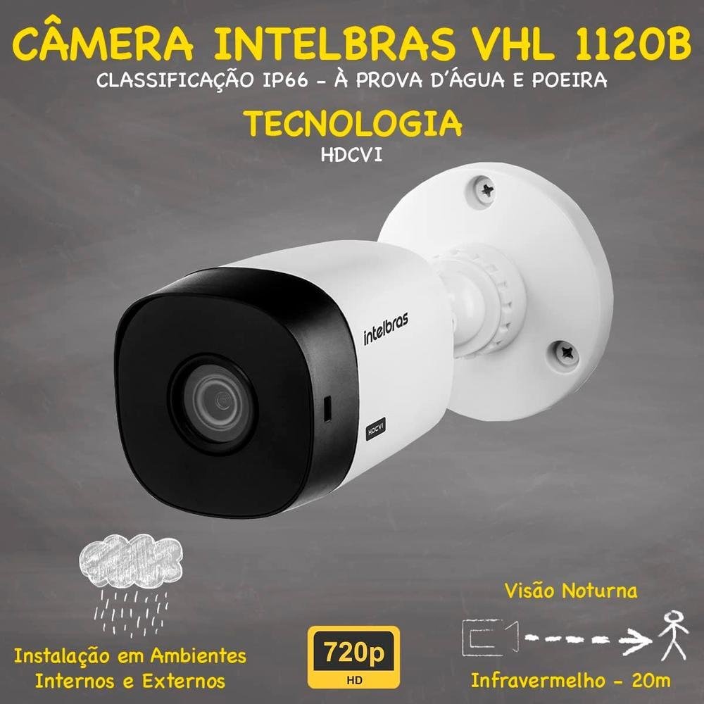 Kit Intelbras, 6 Câmeras VHL 1120bB + DVR 1008-c, 8 Canais, HD 500GB
