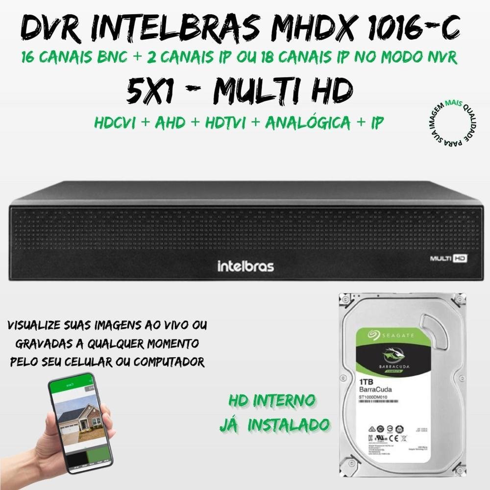 Kit 14 Cameras Intelbras, 1220, Full Color, Dvr Mhdx