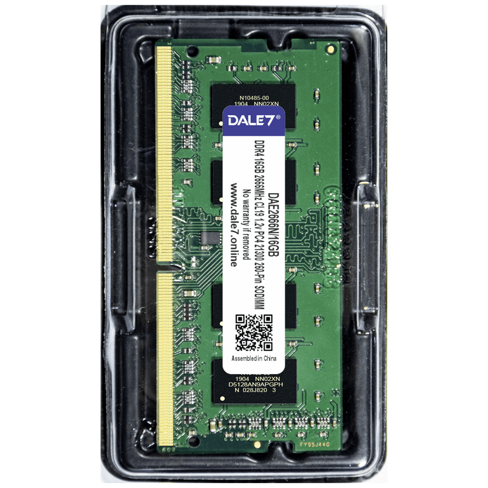 Memória Dale7, 16GB, 2666Mhz, DDR4, Notebook, 1.2v Memória Dale7, 16GB, 2666Mhz, DDR4, Notebook, 1.2v