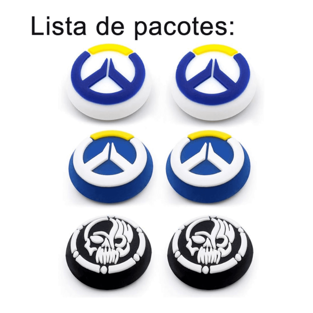 Thumb Grips Radalishop, Para Controle Analógico Overwatch, Playstation, Xbox, Silicone, 6 Unidades, Preto