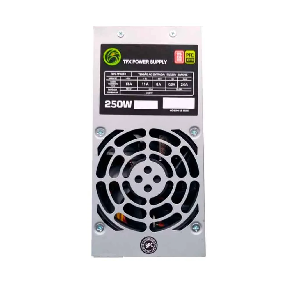 Fonte Brazil Pc, ATX, TFX, 250w Slim, 24 Pinos, Automática - Bpc-tfx250-pfc Fonte Brazil Pc, ATX, TFX, 250w Slim, 24 Pinos, Automática - Bpc-tfx250-pfc