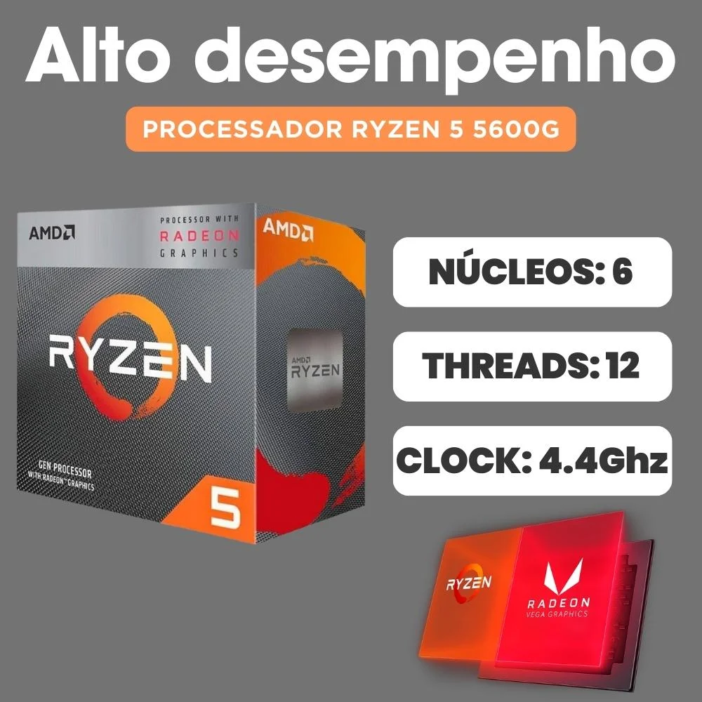 PC Gamer 3green Winner, Amd Ryzen 5 5600g, 16gb Ddr4, SSD 1TB, Gráficos Radeon Vega, Fonte 500w - Gsw-24008 em Campinas - foto 3