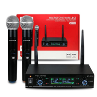 Microfone Tomate, Sem Fio, Wireless, Duplo - 2210