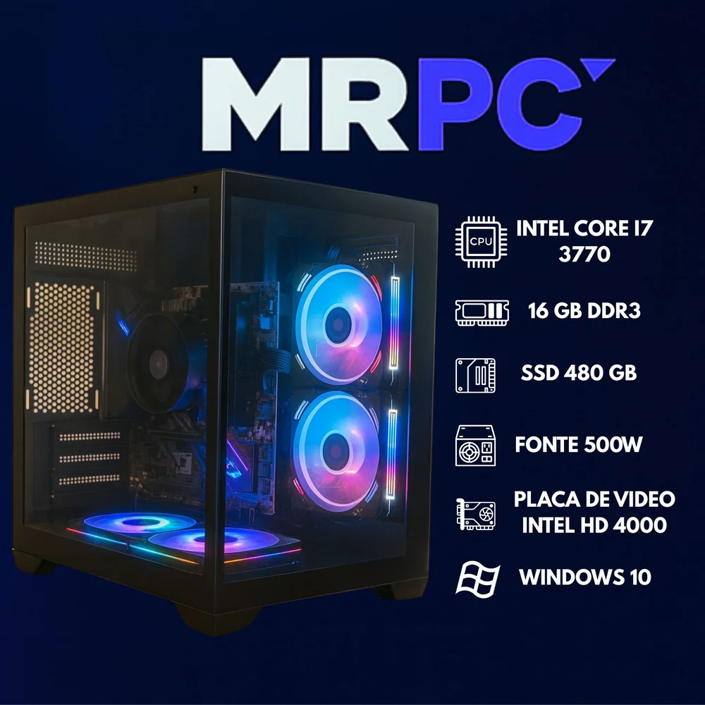 PC Gamer Cpu Intel i7 3.4ghz SSD 480GB Memoria Ram 16gb 500w em Campinas - foto 4