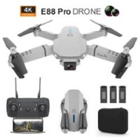 Drone E88 Pro 4k Com 2 Câmera 3 Baterias Na Cor Cinza