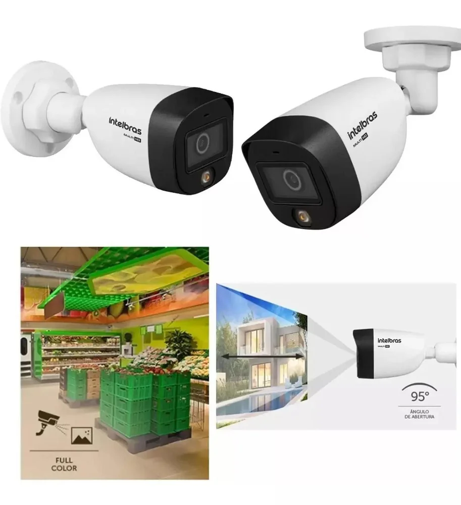Kit 8 Cameras Intelbras 1120b  Full Color Colorido Dia E Noite Dvr 8 Canais 1008c C/ Hd 500gb.